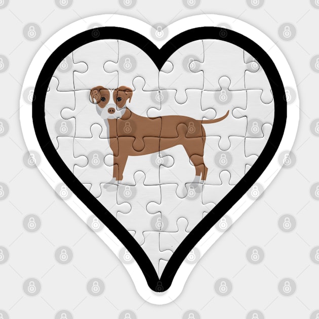 Staffordshire Bull Terrier Heart Jigsaw Pieces Design - Gift for Staffordshire Bull Terrier Lovers Sticker by HarrietsDogGifts